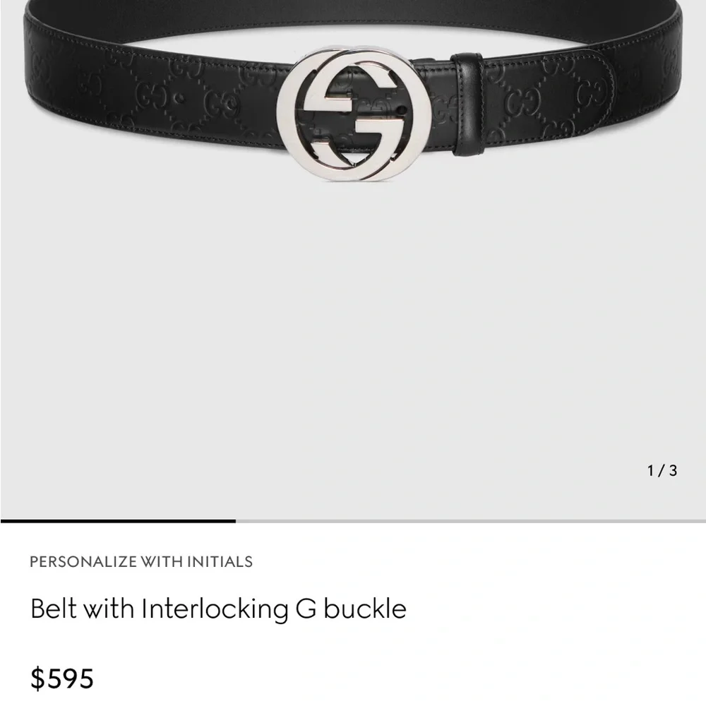 Gucci Monogram Belt with Interlocking G Buckle | 100% Authentic Sz 105 - Picture 2 of 6